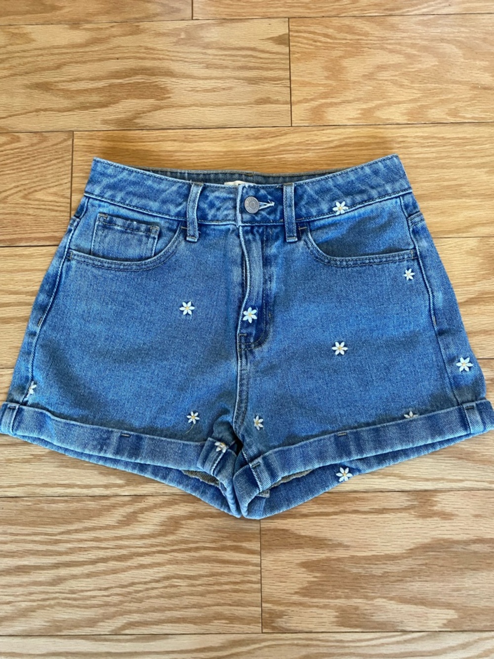 PacSun Daisy Embroidered Denim Mom Shorts